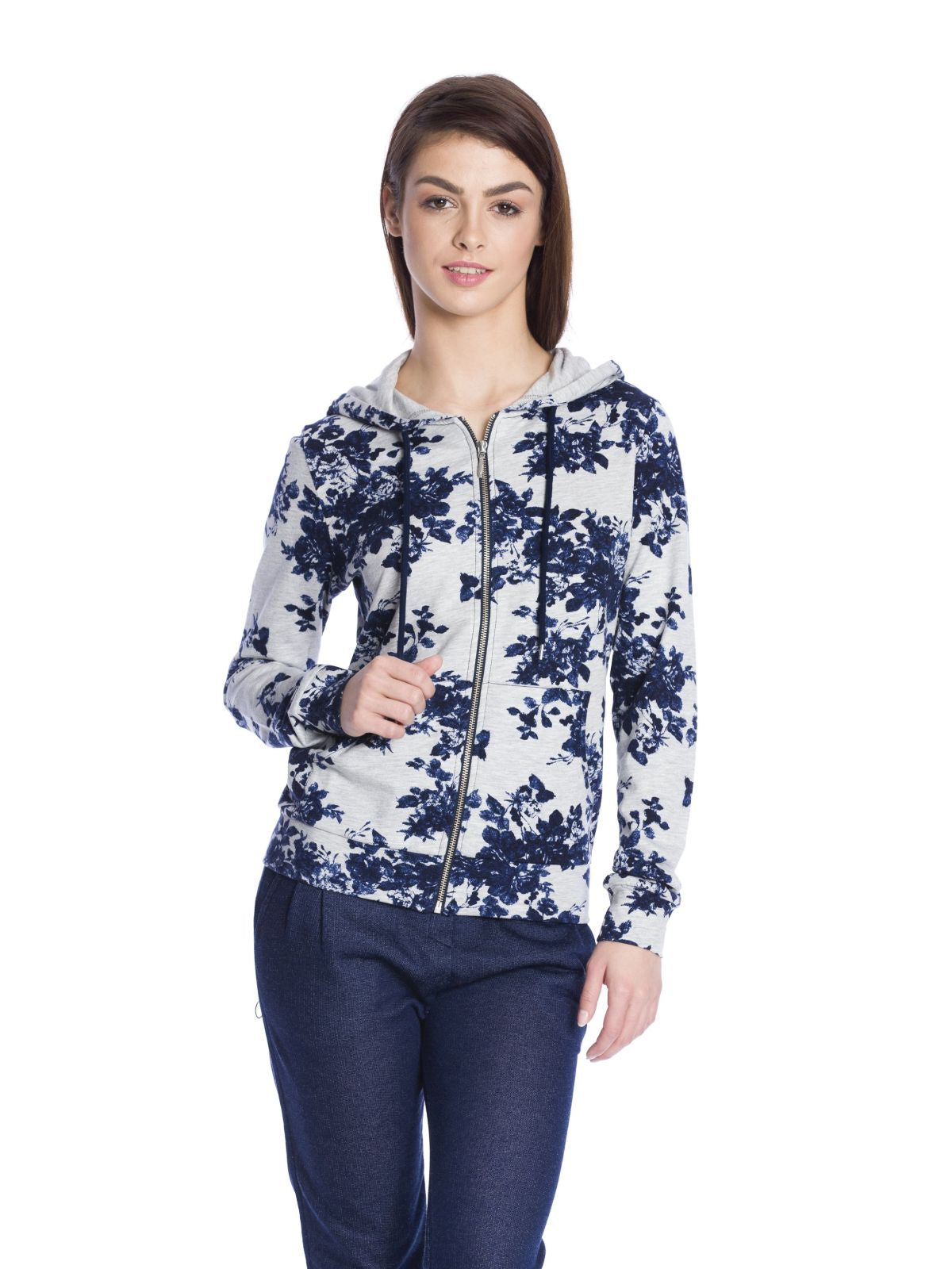 VIVE MARIA Faded Blue Roses Hooded Jacket