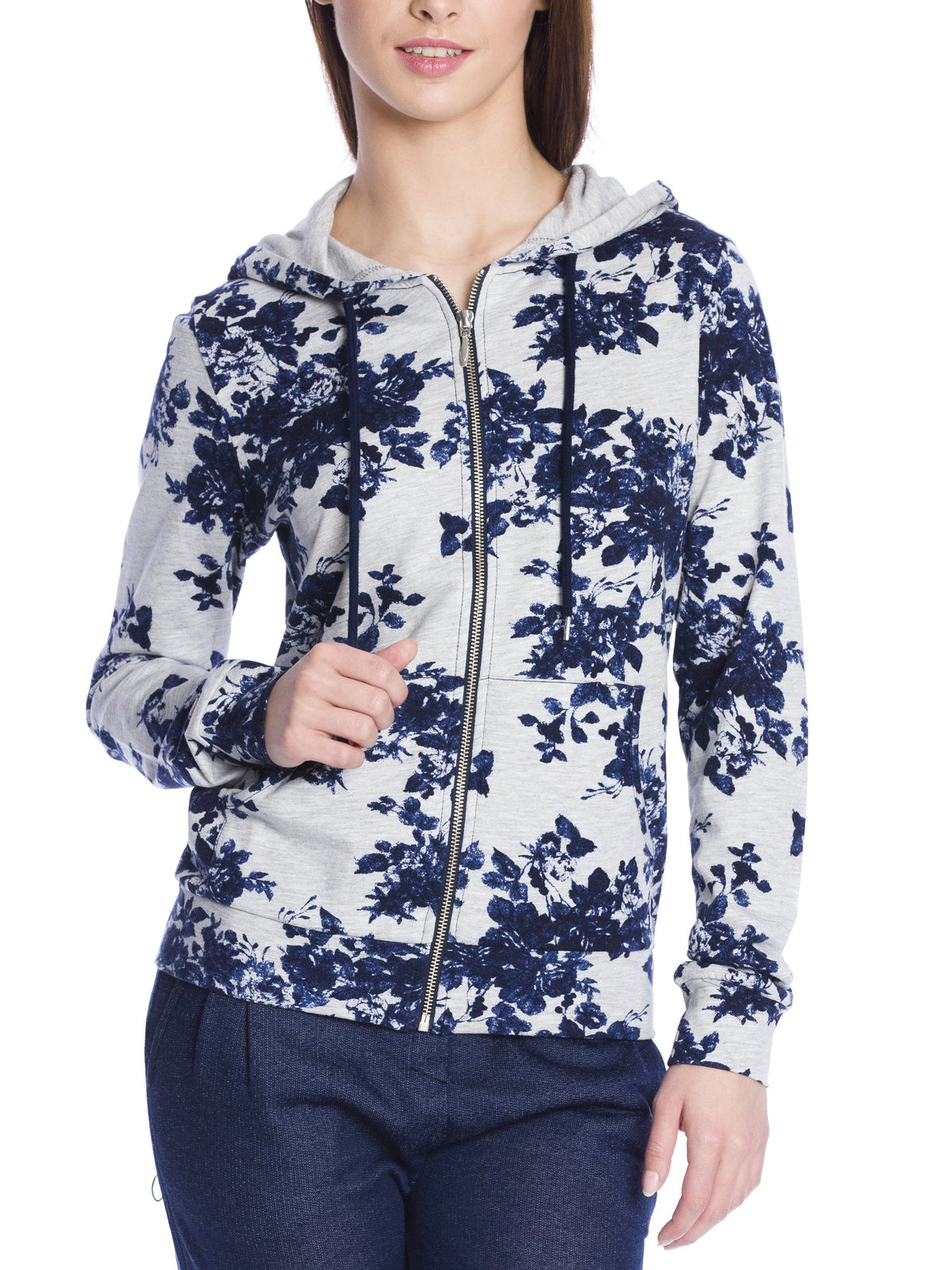 VIVE MARIA Faded Blue Roses Hooded Jacket