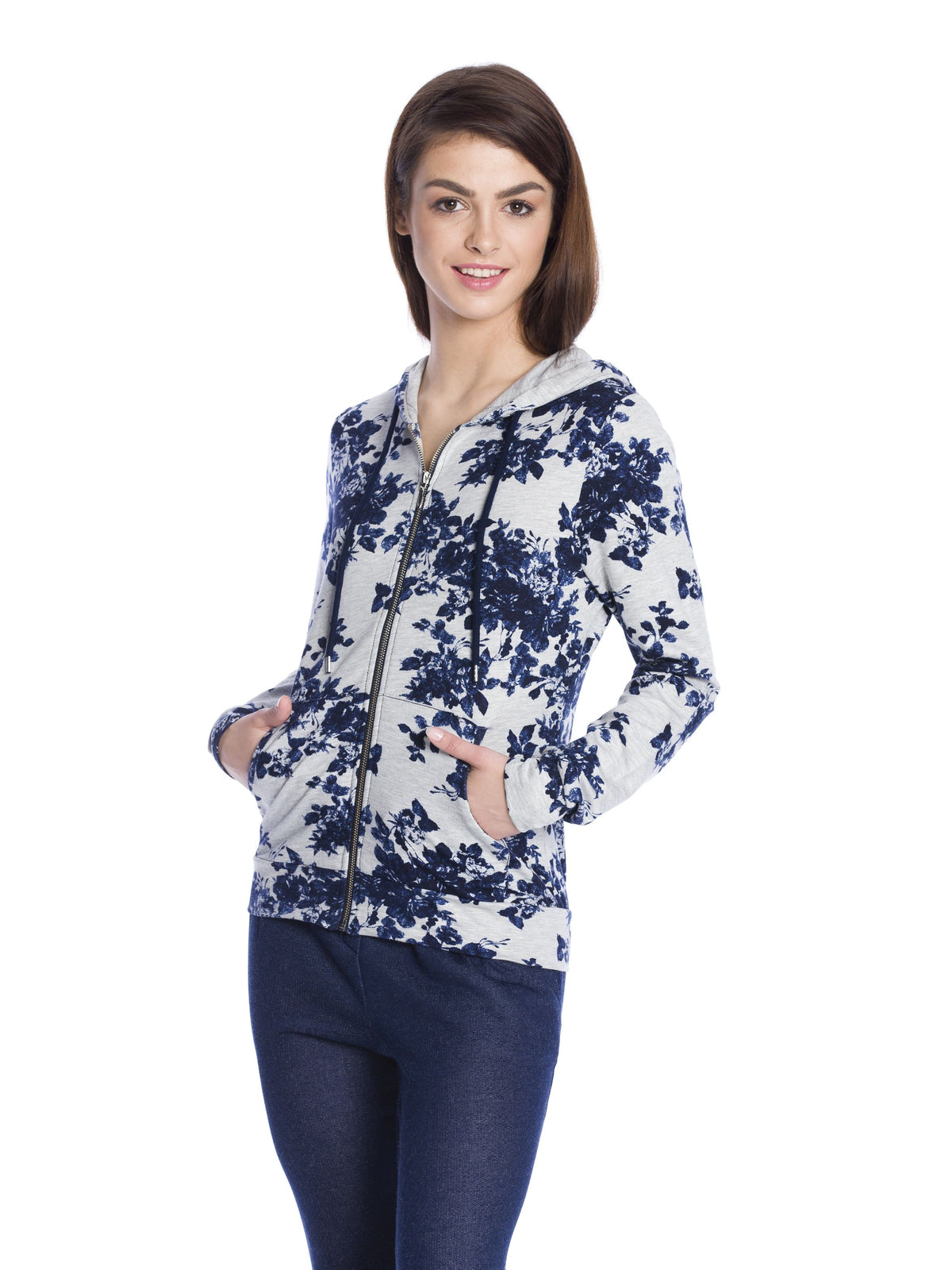 VIVE MARIA Faded Blue Roses Hooded Jacket